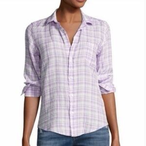 Frank & Eileen Linen Barry Plaid Button Front Collared Long Sleeve Shirt